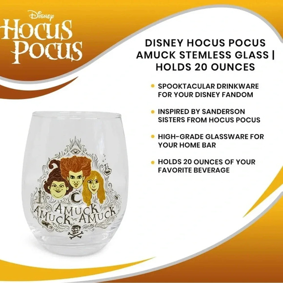 🤍New Disney Hocus Pocus  & Amuck Stemless Glass Set🤍 - Picture 5 of 8